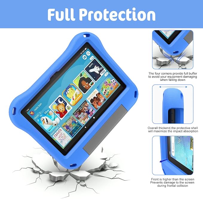 8 inch Tablet Case for Kids Incompatible with Lenovo DiHines Children Lightweight Shockproof Case with Stand Kid-Proof Cover with Handle.Blue