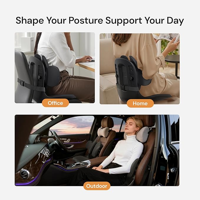 CabSupport M3 Ergonomic Seat Cushion Dynamic Lumbar Support Spineseat Patented Spine Alignment Ergonomic Posture Corrector, Ideal for Seniors & Teens, Breathable Design for Home, Office, Car& Gaming