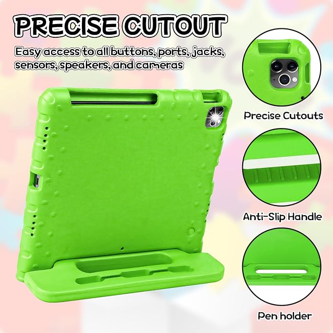 Case for iPad Pro 12.9 Case 2022/2021/2020/2018 with Pencil Holder &amp Hadle Stand Super Protection Kids Proof Cover for iPad Pro 12.9 inch 3rd/4th/5th/6th Generation Black