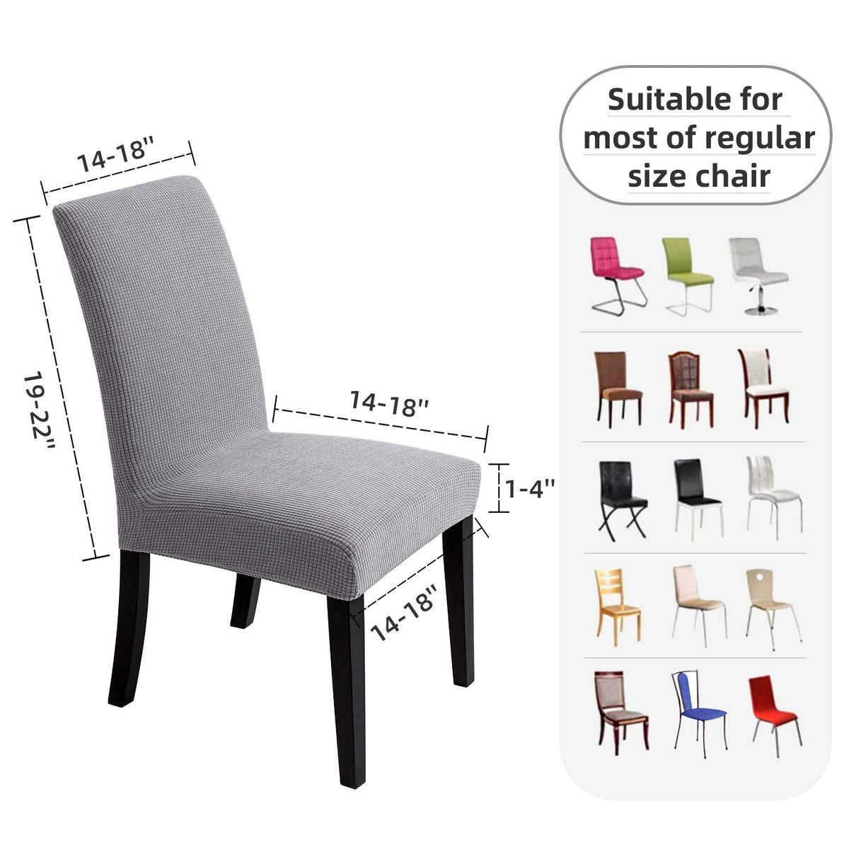Chair Covers for Dining Room - Stretch Chair Slipcovers for Decorative Seat Protector Armless Removable Washable Elastic Dinner Universal Spandex Solid Chair Slip Covers Set…