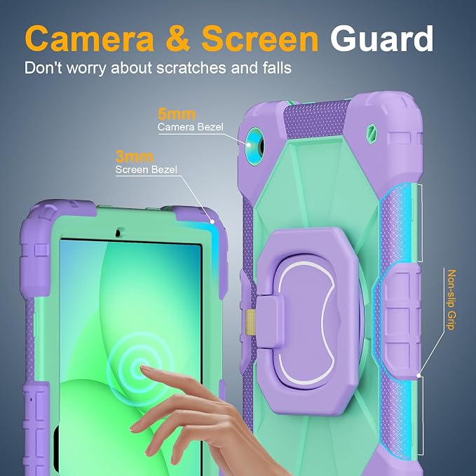 Case for Samsung Galaxy Tab A9 Plus 11 Inch 2023 Ubearkk Rugged Case for Samsung Galaxy A9+ Tablet SM-X210/X216/X218 with Screen Protector 360 Rotating Stand Shoulder Strap Pen Holder Black