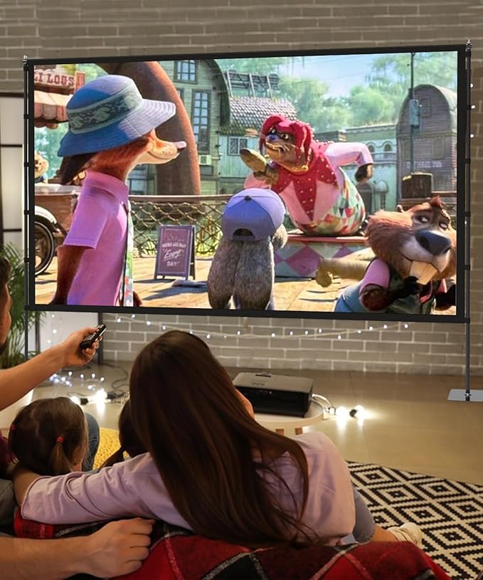 STWUI Projector Screen with Stand - 100 Inch Outdoor Projector Screen Portable Projector Screens 16:9 4K HD Outdoor Movie Screen with Carry Bag Can Enioy Home Theater Projection Screen