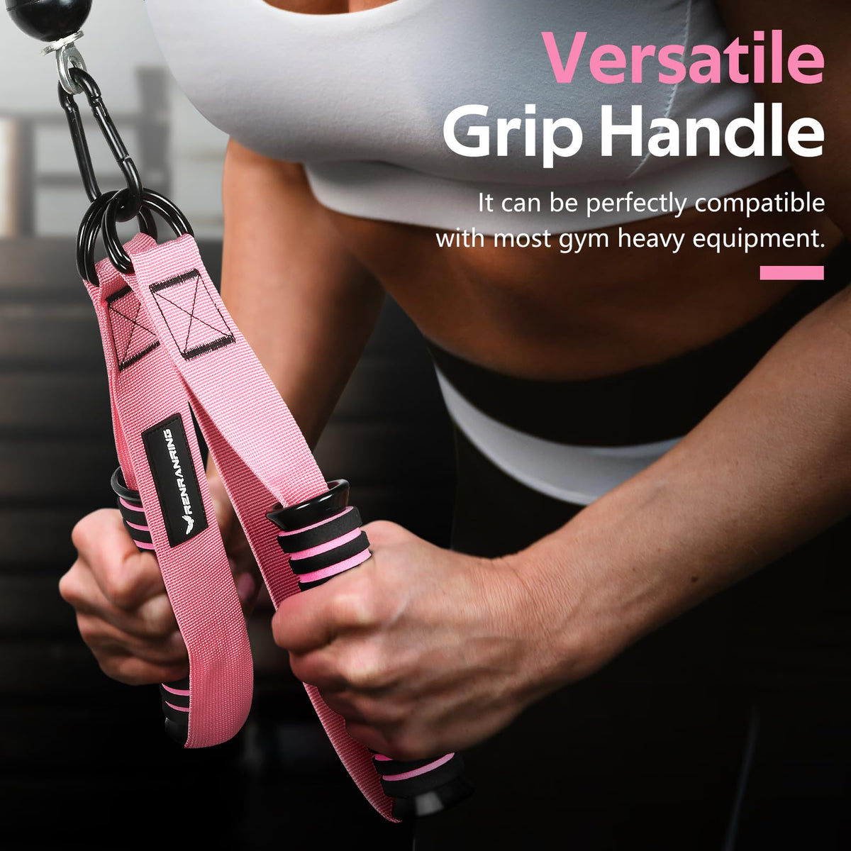 RENRANRING Gym Exercise Handles, Replacement Handle Attachments for Cable Machine Pulleys, Resistance Band and Strength Trainer, Pull Down Workout Accessories, Home Gym Add On Equipment