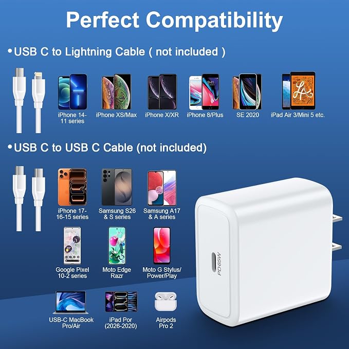 for Samsung Galaxy S26 Ultra Charger 65W Super Fast Wall Charger USB C | for Samsung Galaxy S26 S26+ A27 A37 A57 S25 Ultra Plus FE A17 A16 A36 S24 Type C Android Phone Charger Fast Charging Block