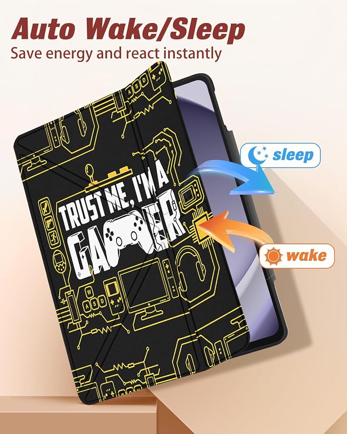 for Samsung Galaxy Tab A9 Plus Case with Pen Holder - for Girls Women Boys Cute Cartoon Cool Anime Kawaii Fun Protector Stand Folio Moon Cat