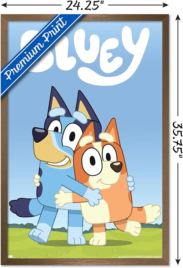 Bluey - Hug Wall Poster, 34L" x 22.4W", Bronze Framed Version