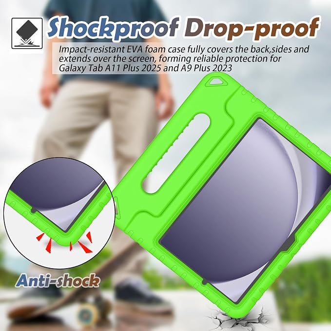 LTROP Shockproof Lightweight Convertible Handle Stand Case for Samsung Galaxy Tab A11 Plus 2025 / A9 Plus 11 Inch 2023 with Built-in Screen Protector Galaxy Tab A11+ / A9+ Case for Kids Black