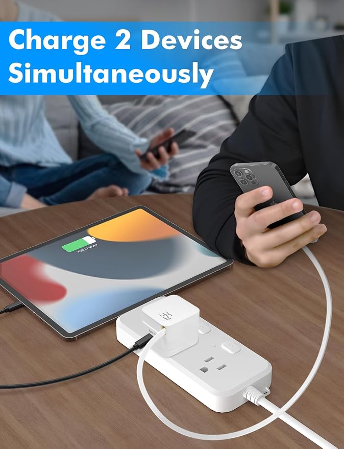 USB C Retractable Charger GaN PD 35W Charger Block Black | Type C Cable Portable Wall Phone Fast Charging Adapter Foldable Plug for iPhone 17/16/15 Pro Max/iPad/Galaxy/Pixel