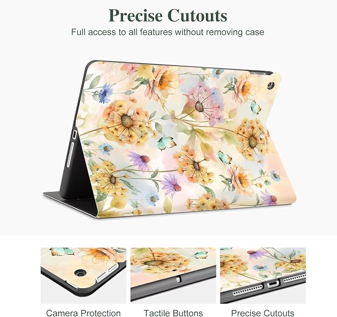 Lokigo Case for iPad 9th/8th/7th Gen 10.2 Air 3rd/Pro10.5 Aurora Forest | Protective Folio Soft Back Cover Pencil Holder for Teens/Students/Office Staffs 4 Angles Viewing Stand Auto Wake/Sleep