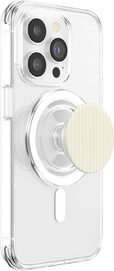 Butter Yellow and White Stripes Vertical Lines Minimalist PopSockets PopWallet for MagSafe