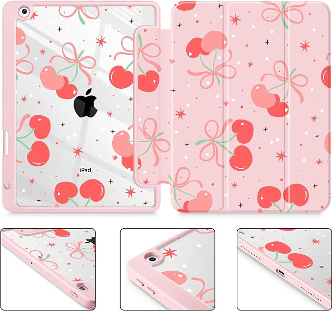 May Chen for iPad 9th Generation with Pencil Holder iPad 8th/7th Gen Case 10.2-inch [Penceil Holder] Trifold Stand Auto Wake/Sleep Clear TPU Protection Back Cover Ballet Shoes