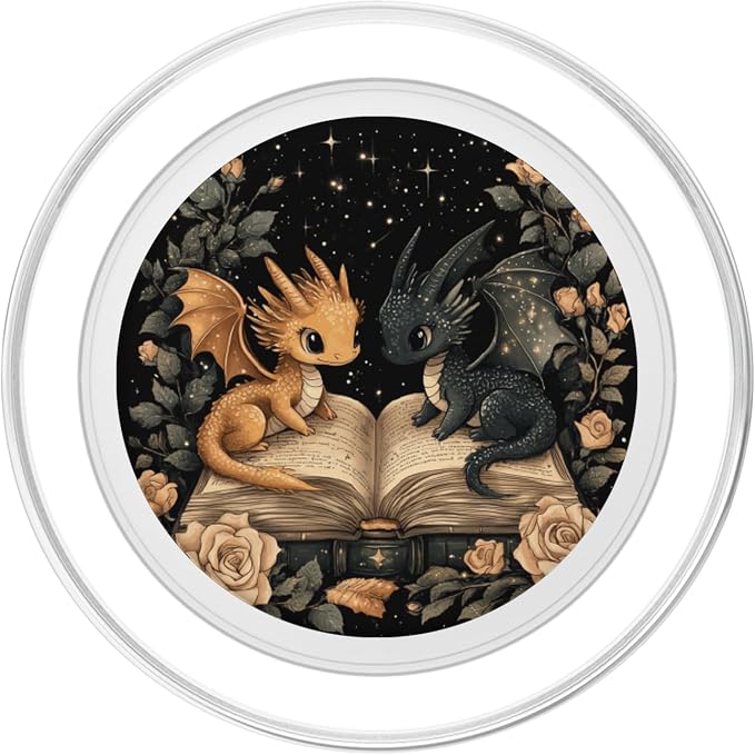 Book Dragon Head Mythical Creature Flame Wyvern Fantasy PopSockets Adhesive PopGrip