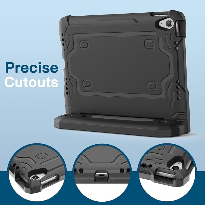 JETech Kids Case for iPad (A16) 11th/10th Gen Black | For 2025/2022 Model Built-in Screen Protector 360 Handle Stand Shockproof Kid-Friendly