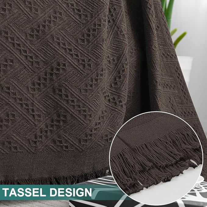 MYSKY HOME Chocolate Geometrical Sofa Covers, Couch Cover for 2 Cushion Couch, Sectional Couch Cover Living Room Sofa Throws Sofa Slipcovers for Pets, & Kids (X-Large, 71" x 118", Chocolate)
