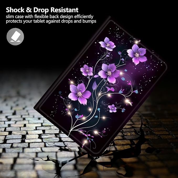 Case for Fire 7 Tablet &amp Fire 7 Kids (12th Gen 2022 Release) - Slim PU Leather Protective Smart Cover with Auto Sleep/Wake &amp Multi-Angle StandBlue Dandelion