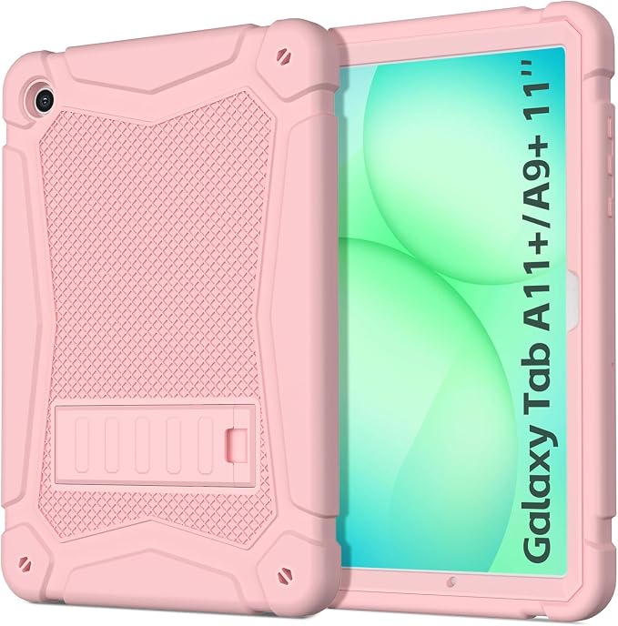Shockproof Case for Samsung Galaxy Tab A11 Plus 11 inch 2026 with Built-in Kickstand 3 Layers Heavy Duty Protection Cover for Tab A9+ 10.9 2023 Blush Pink