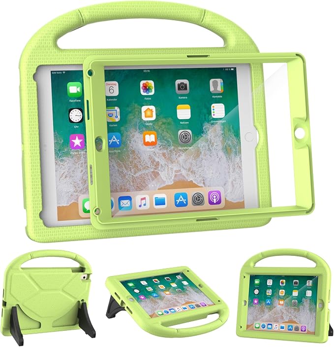YIHE Shockproof Kids Case for iPad 6th/5th Gen Air 2/1 Pro 9.7 LightBlue | Full-Body Protection Durable Tablet Cover Built-in Screen Protector Stable Stand Lightweight Vibrant Colors