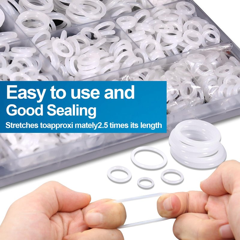ZDBB 32 Size 1228 PCS Silicone O-Ring Kit, White Oil and Heat Resistant VMQ Seal O-Ring Washer Set for Sealing Faucets and Plumbing with Hook and Pick