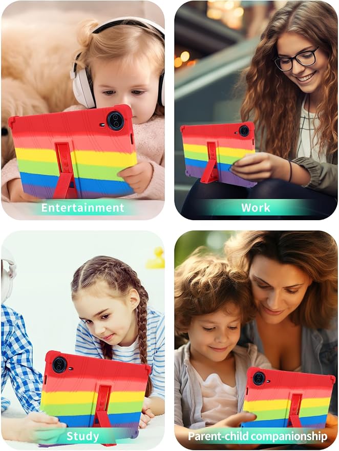 Case for Urao G140L Tablet 14 inch Android 15 TabletWUNIAK Shock Proof Lightweight Stand Rubber Shell Protective CoverKids Friendly Soft Silicone Adjustable Stand CoverBlack