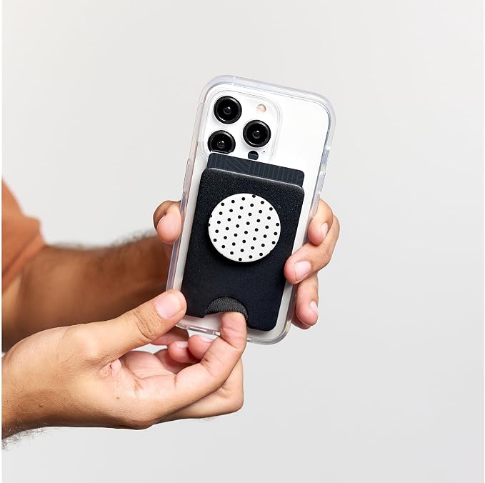 PopSockets Phone Grip - Black &amp White Polka Dots PopSockets PopWallet for MagSafe