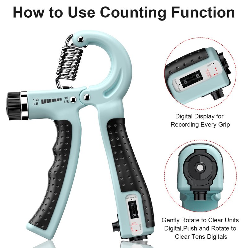 KDG Hand Grip Strengthener 2 Pack Adjustable Resistance 10-130 lbs Forearm Exerciser，Grip Strength Trainer for Muscle Building and Injury Recovery for Athletes
