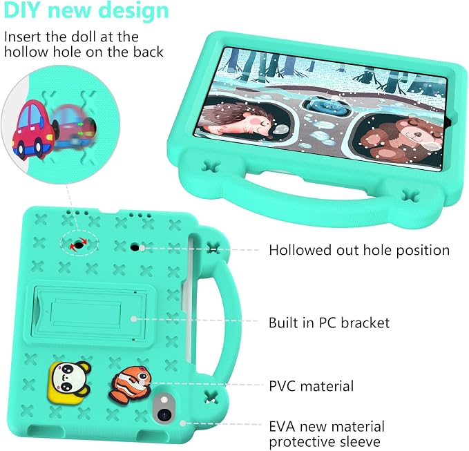 YRH for iPad mini A17 Pro Case 2024/iPad Mini 6 Kids Case 2021EVA Shockproof Cover for iPad mini 7th/6th Generation 8.3-inch with Stand Handle Strap Green