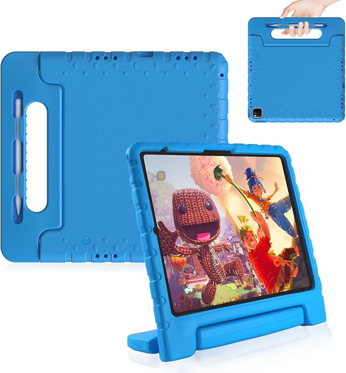 Heavy Duty Kids Case for iPad 10th/11th(A16) Pencil Holder Stand | Rugged Protection Cover for 11/10.9-inch iPad 2025/2022 Lightweight EVA Foam Anti-slip for Home School Travel Blue