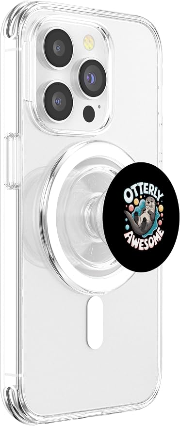 Cute Sea Otter Illustration with Pun PopSockets PopWallet for MagSafe