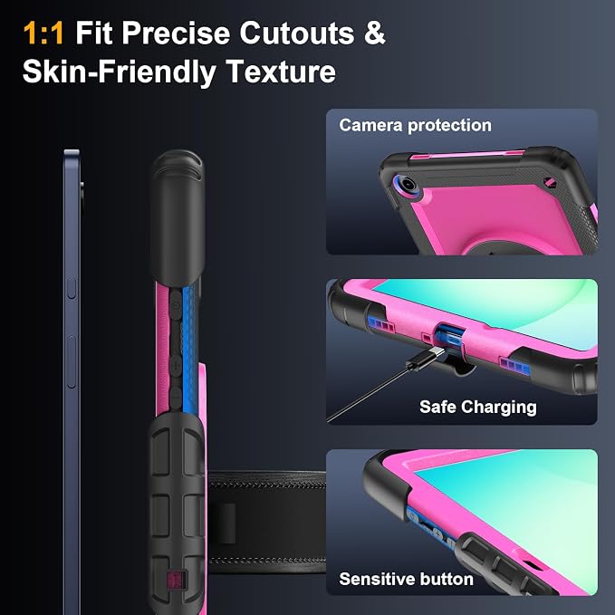 Case for Samsung Galaxy Tab A11+ Plus 11 Inch Ubearkk for Galaxy Tab A9+ Plus Case Full-Body Drop Protection Cover with Screen Protector 360° Rotating Stand and Hand/Shoulder StrapBrightblue