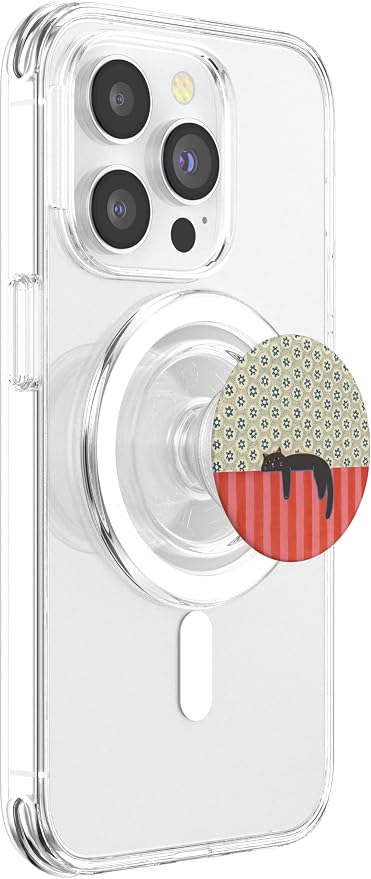 Red Blue Cute Cat Illustration Print PopSockets Adhesive PopGrip