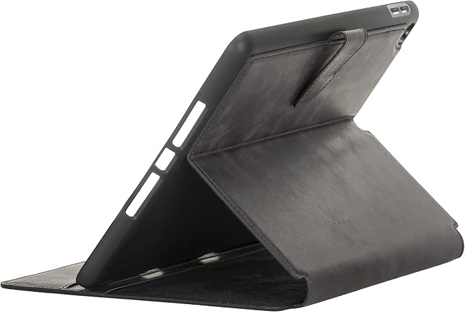 Genuine Leather Handmade iPad 10.2 Magnetic Closure Case with Separeted Compartments and Card Slots for Women &amp Men (8th Gen 2020) (7th Gen 2019) (Black)