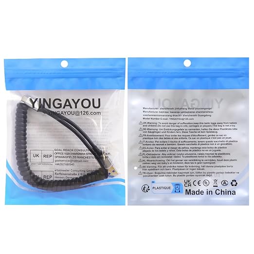 Coiled USB A to B Printer Cable Coiled USB 3.0 Printer Cable Super Speed 5Gbps for Scanner External Hard Drives Multifunction Printers (Type A 1 m)