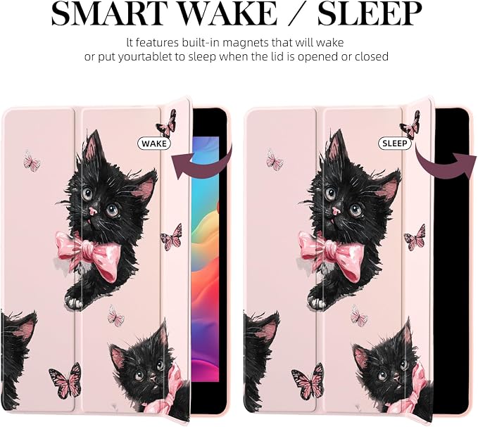Joyland Leopard Print for iPad 10th Generation Case 10.9 inch 2022/iPad (A16) 11th Gen 11 2025Built-in Pencil Holder with Shockproof Cover Clear Transparent Back Shell Auto Wake/SleepBlack