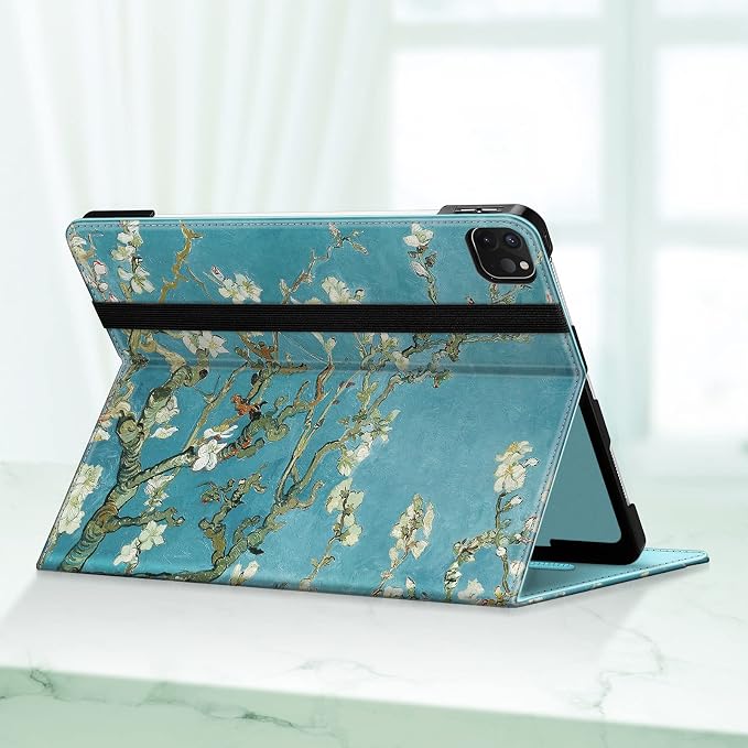 Fintie Multi-Angle Folio Case for iPad Pro 12.9 6th/5th/4th/3rd Generation | Multiple Viewing Angles Pencil Holder &amp Storage Pocket Drop Protection Pencil Charging Auto Sleep/Wake Blooming Hi