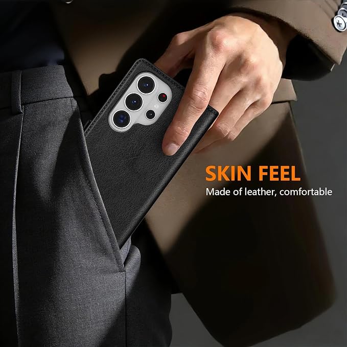 ZZXX for Samsung Galaxy S25 Wallet Case with [RFID Blocking] Card Slot Stand Strong Magnetic Leather Flip Fold Protective Phone Case for Samsung Galaxy S25 Case Wallet(Black-6.2 inch)
