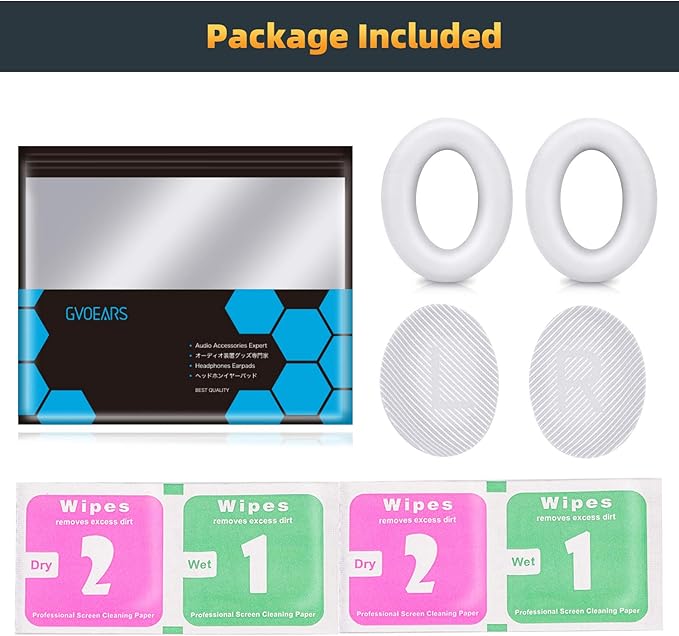 Premium Replacement Ear Pads Compatible for Bose QC35 & QC35ii Over-Ear Headphones Made by GEVO- Comfortable Adaptive Memory Foam and Extra Durable Earpads Kit for Bose QuietComfort 35 &35ii(White)