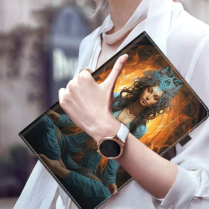 Case for All-New Amazon Fire HD 10 and 10 Plus Tablet (13th/11th Generation 2023/2021 Release) 10.1 Multi-Angle Smart Stand Cover Auto Sleep/Wake Skull and Fire