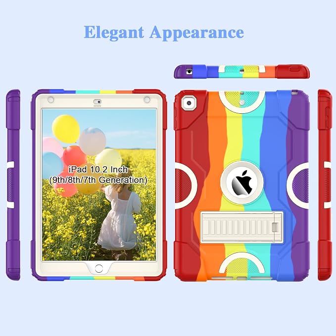 ZoneFoker for iPad 9th Generation Case iPad 8th 7th Generation Case iPad 10.2 Inch 2021/2020/2019 Case Heavy Duty Rugged Shockproof Protective Cover with Kickstand Black