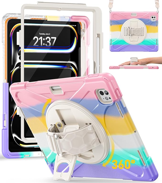 BRAECN Case for iPad Air 11 inch 2026(M4) 2025(M3) 2024(M2)iPad Pro 11 inch(4th/3rd/2nd/1st)&amp Air 10.9(5th/4th) Protective with Pencil Holder Screen Protector 360°Rotating Stand Handle Full Body