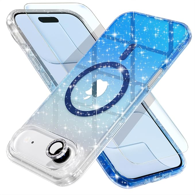 Choiche for iPhone 15 Pro Max Case Compatible with MagSafe Glitter Black | Women Girly Cute Glitter Sparkly Magnetic Phone Case with Diamond Camera Lens Protectors Military-Grade Drop Protection 6.7