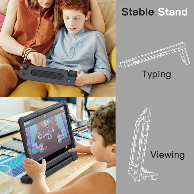 JETech Kids Case for iPad 6th/5th Gen 9.7 (2018/2017) Black | Built-in Screen Protector 360° Rotating Handle Stand Shockproof Full-Body Protection Kid-Friendly Design