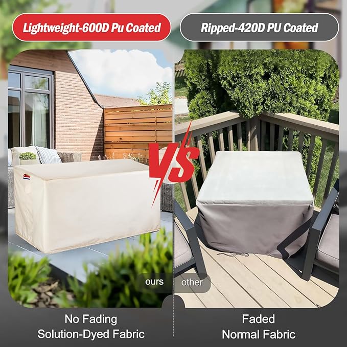 Youlvy Fire Pit Cover Rectangular 60 Inch - Waterproof Outdoor Fire Table Cover Rectangle Heavy Duty, 600D Patio Propane Gas Firepit Cover Rectangular Tear Weather Resistant - 60 x 30 x 12 Inch Beige