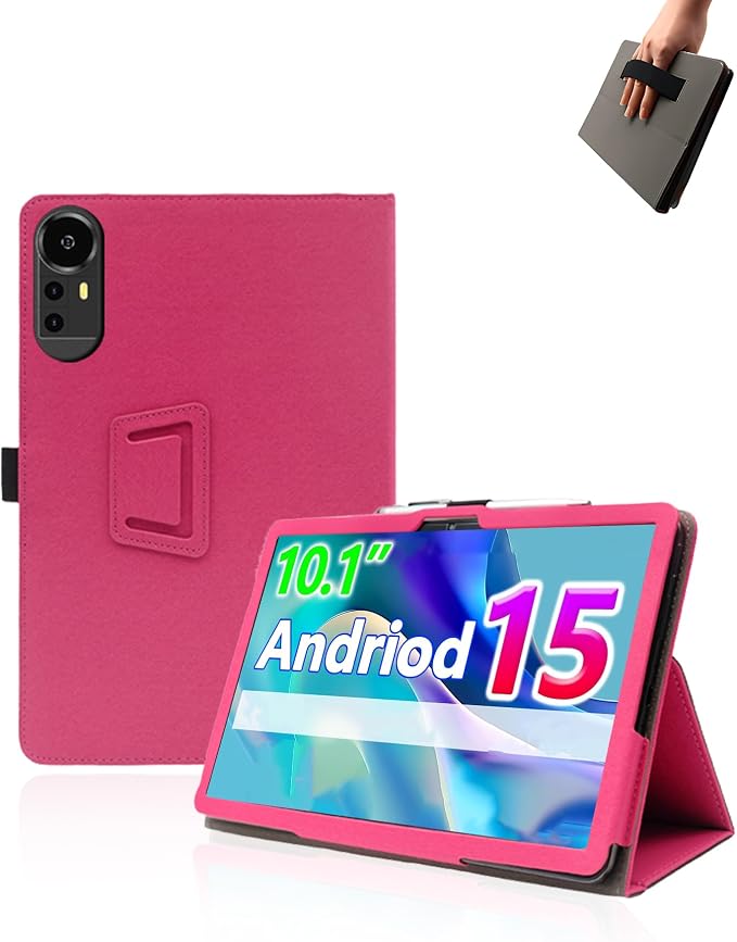 Case for CUPEISI CP31M Tablet 10 inch Android 15 TabletsUYRUREL Leather Slim Folding Stand Cover with Hand Strap Magnet for Men Women Full ProtectionBlack.