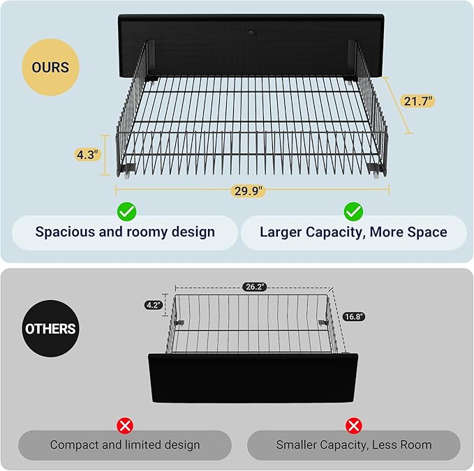 Allewie Modern King Size Platform Bed Frame with 4 Storage Drawers and Velvet Upholstered Headboard, Wooden Slats Support, Upholstered Mattress Foundation/No Box Spring Needed/Easy Assembly, Black