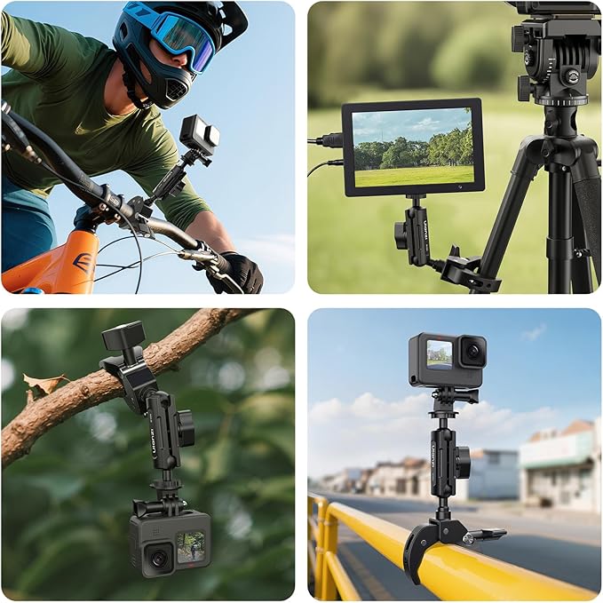 ULANZI R105 Super Clamp Camera Mount with 360° Dual Ballhead Magic Arm, Sturdy Y-Shaped 3-Claw Camera Clamp Mount for GoPro Hero 13/12/11/10/9, Insta360 X5/X4, DJI Osmo Pocket 3/2 Action 5 Pro/4