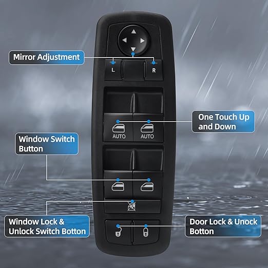 WUANGKI Master Power Window Switch Front Left Driver Side | 3+0 Pins | Compatible with Dodge Grand Caravan 2012-2017, Chrysler Town & Country 2012-2016, 2012-2015 Ram C | V, Replaces OE 68110871AA