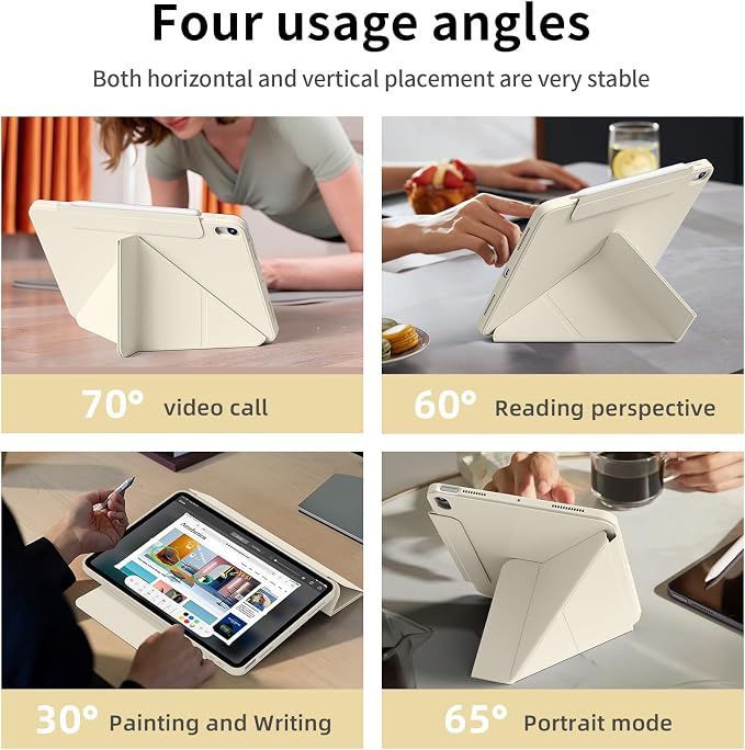 Case for iPad Air 11 M4/M3/M2 &amp iPad Air 5th/4th Gen 10.9-Black | For iPad Air 11 2026/2025/2024 &amp Air 10.9 2022/2020 Trifold &amp Y Stand Case with Pencil Holder Removable Magnetic Cov