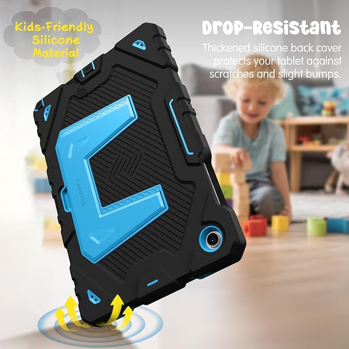 Fintie Kid-Friendly Case for Samsung Galaxy Tab A11+/A9+ 11'' Black | Rugged Shockproof Case Kickstand &amp Shoulder Strap Adjustable Stand 3-Layer Drop Protection for Learning &amp Travel