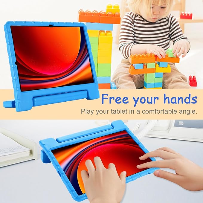 Kids Case for Samsung Galaxy Tab S10 FE Plus 13.1 (2025) Techcircle Handle Stand Light EVA Foam Bumper Protective Rugged Drop Protection Child Proof Cover Black