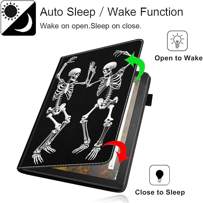 Case Cover for Amazon All-New Kindle Fire 7 Tablet (2022 Release-12th Generation) Latest Model 7 Slim Folding Stand Cover with Auto Wake/Sleep Dancing Skeleton in Mexican Costume